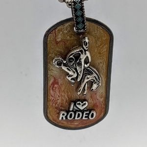 I Love  Rodeo Dog Tag Necklace